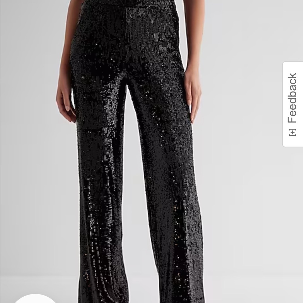 High waisted black sequin wide leg pants - Picture 2 of 6